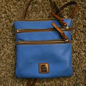 Dooney & Bourke Sky Blue Crossbody Bag with Tan Accents